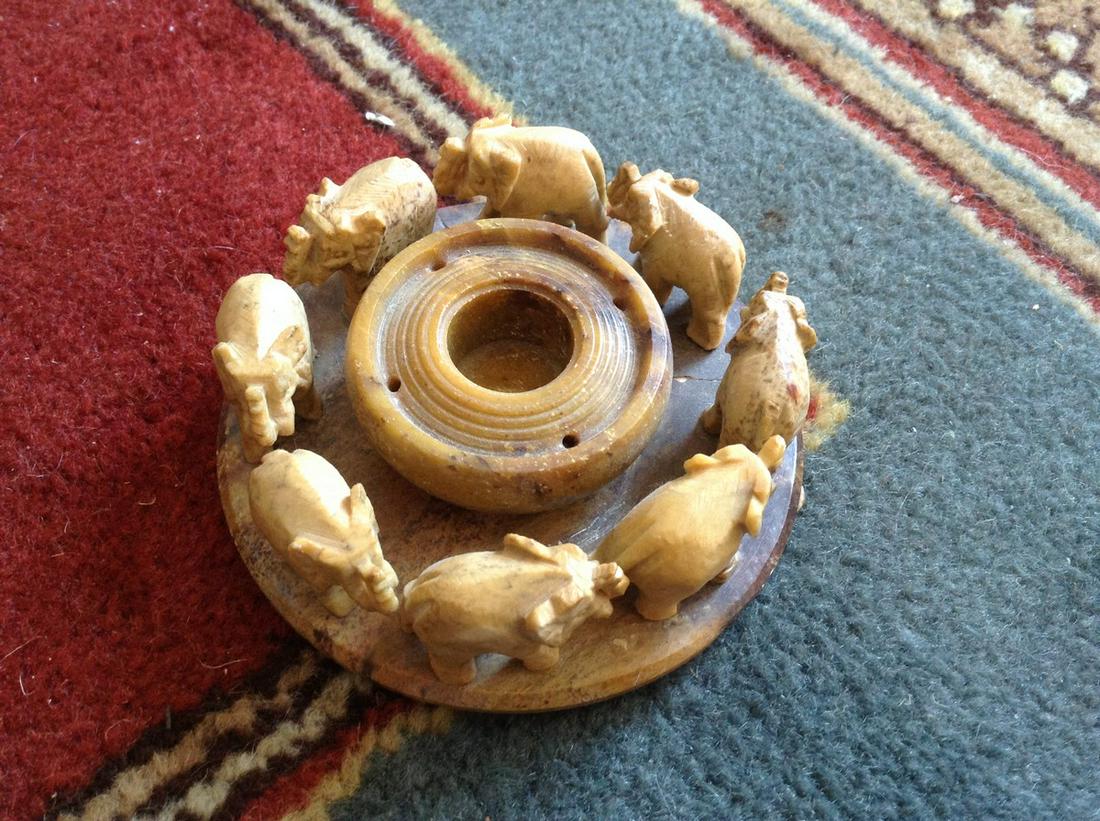 hand carved elephant candle holder: hand carved elephant candle holder