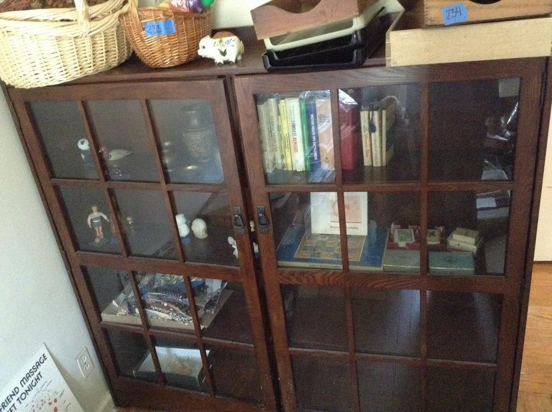 early wood glass front cabinet no contents (1 of 1)