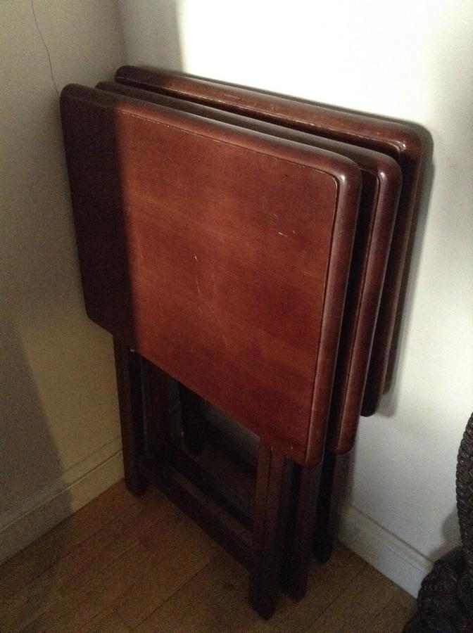 lot of three wooden tv tables: lot of three wooden tv tables