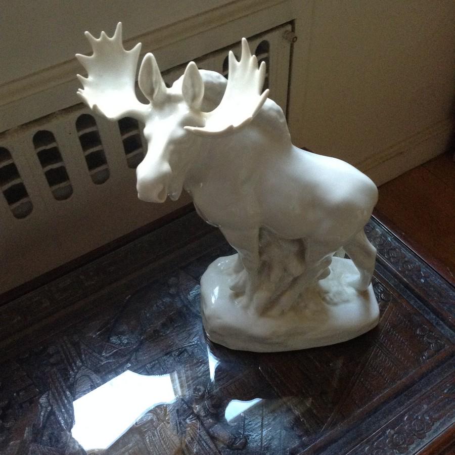 signed on bottom ceramic moose: 14"tall