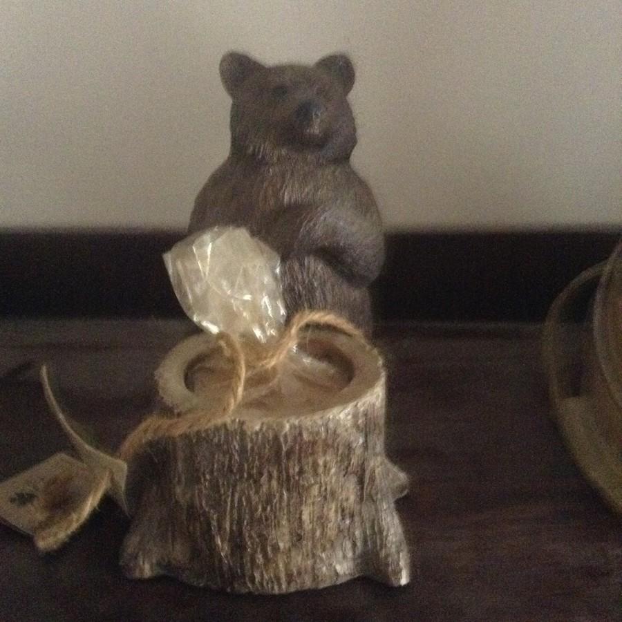 ceramic black bear candle holder (1 of 1)