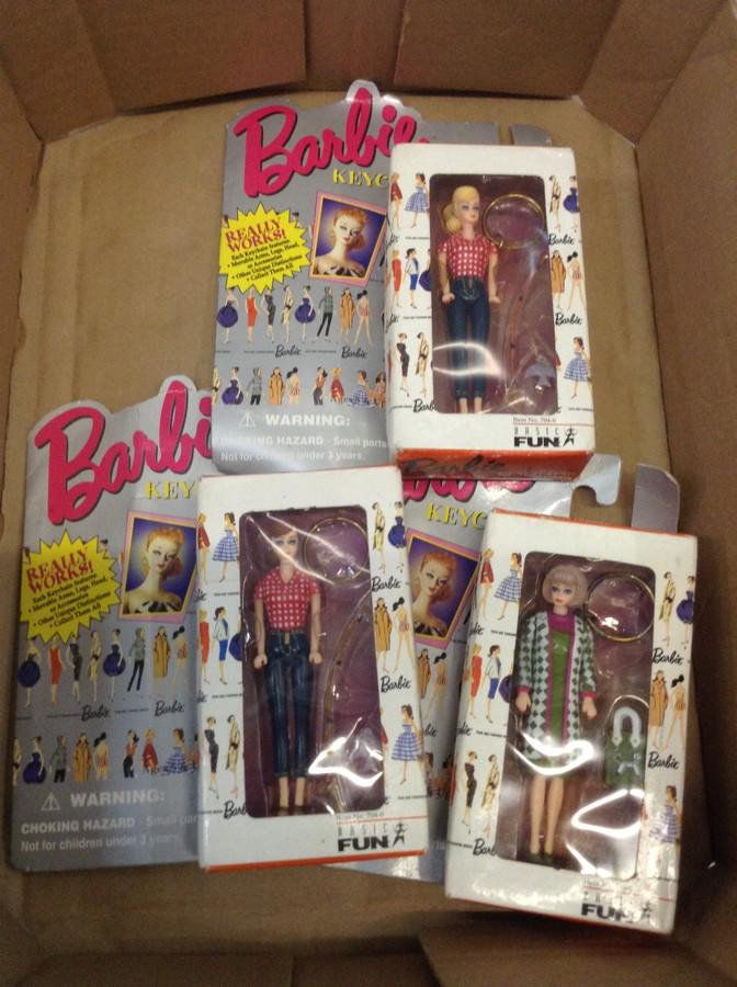 lot of three vintage barbie keychains: lot of three vintage barbie keychains