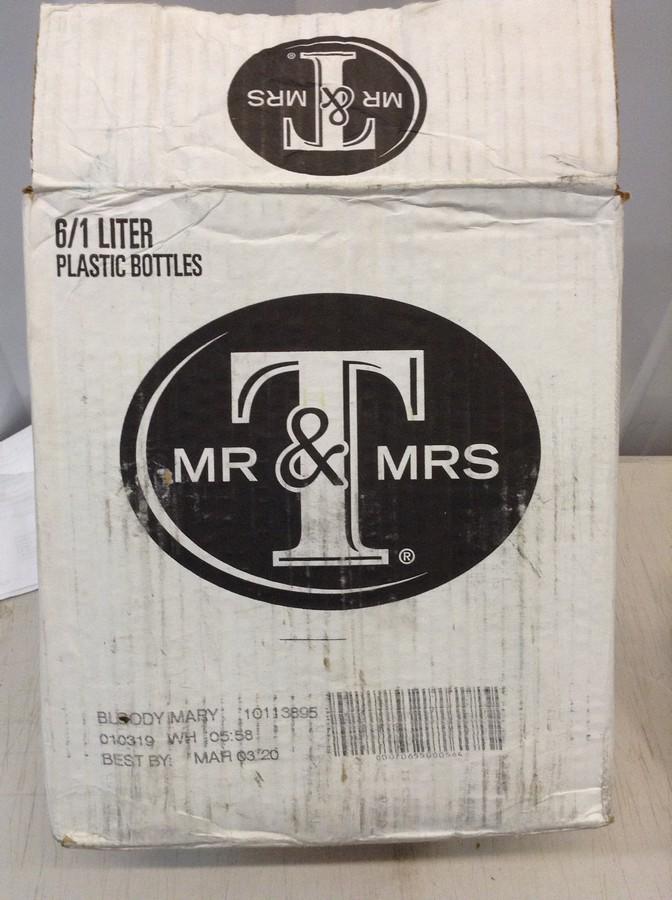 case full of Mr. and Mrs. t bloody Mary mix bottles: case full of Mr. and Mrs. t bloody Mary mix bottles