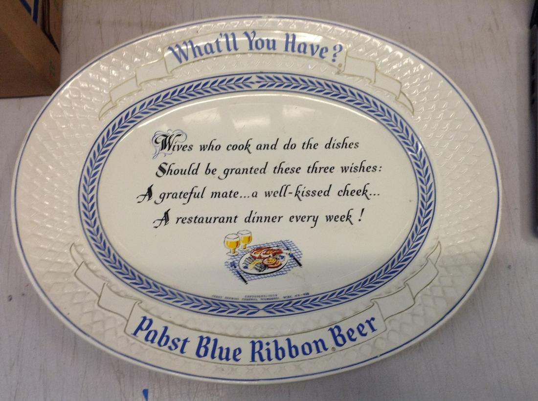 pabst blue ribbon beer plate advisement (1 of 1)