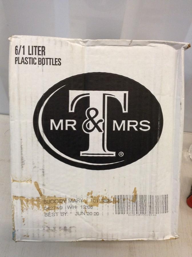 case full of Mr. and Mrs. t bloody Mary mix bottles: case full of Mr. and Mrs. t bloody Mary mix bottles