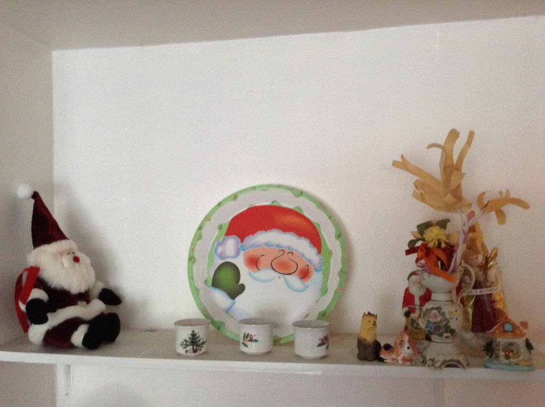 shelf lot of Christmas items (1 of 1)