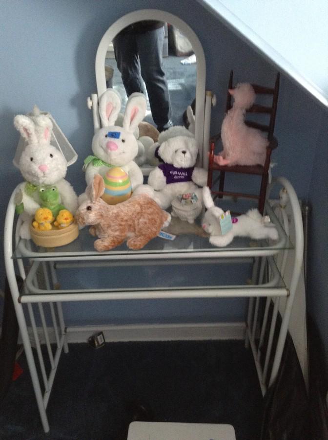 iron and glass make up stand 30x30 no contents (1 of 1)