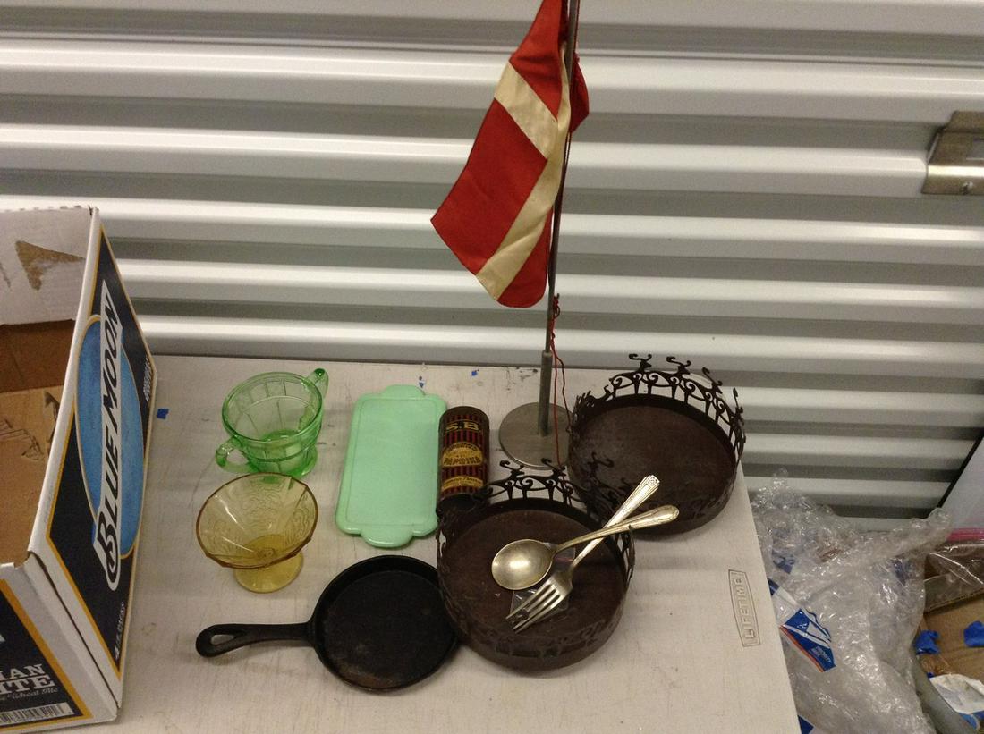 depression glass , jadeite glasses cast iron frying pan: depression glass , jadeite glasses cast iron frying pan and more