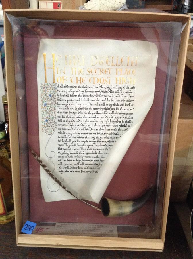 animal horn and shadow box scriptorium 22x15 Newark (1 of 1)