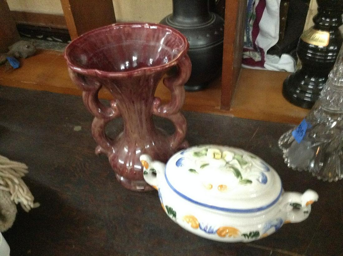 2 signed ceramic pieces vase measures 9.5 inches tall (1 of 1)