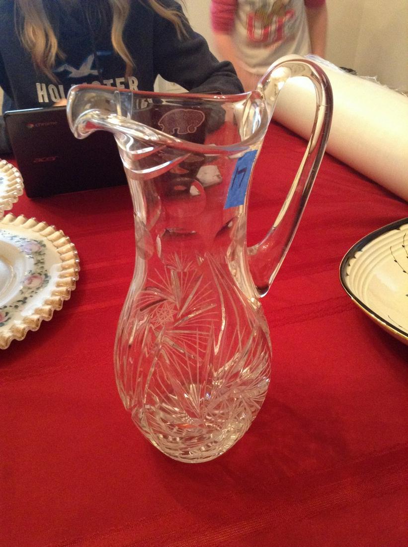 crystal cut glass water pitcher no artist measure 12" (1 of 1)