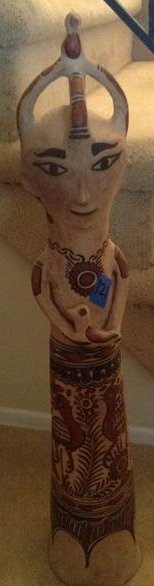 1950s hand painted pottery type statue 33"tall (1 of 1)