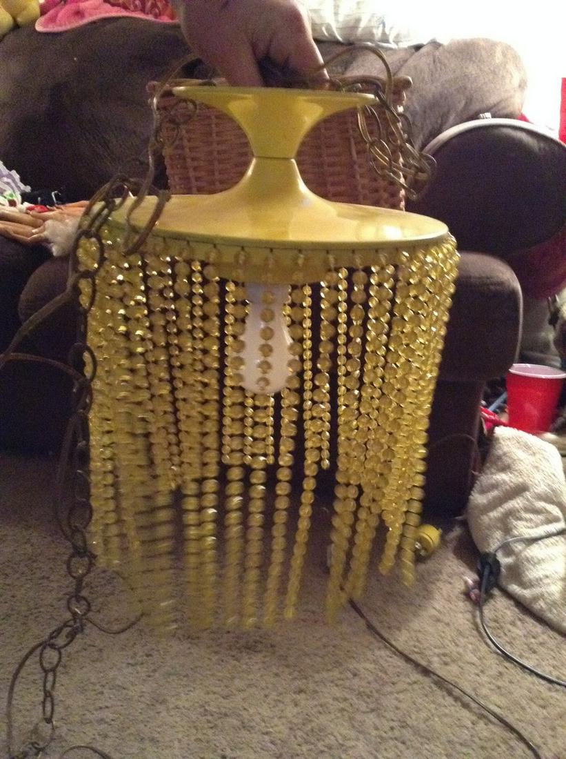 mcm yellow beaded hanging lamp (1 of 1)