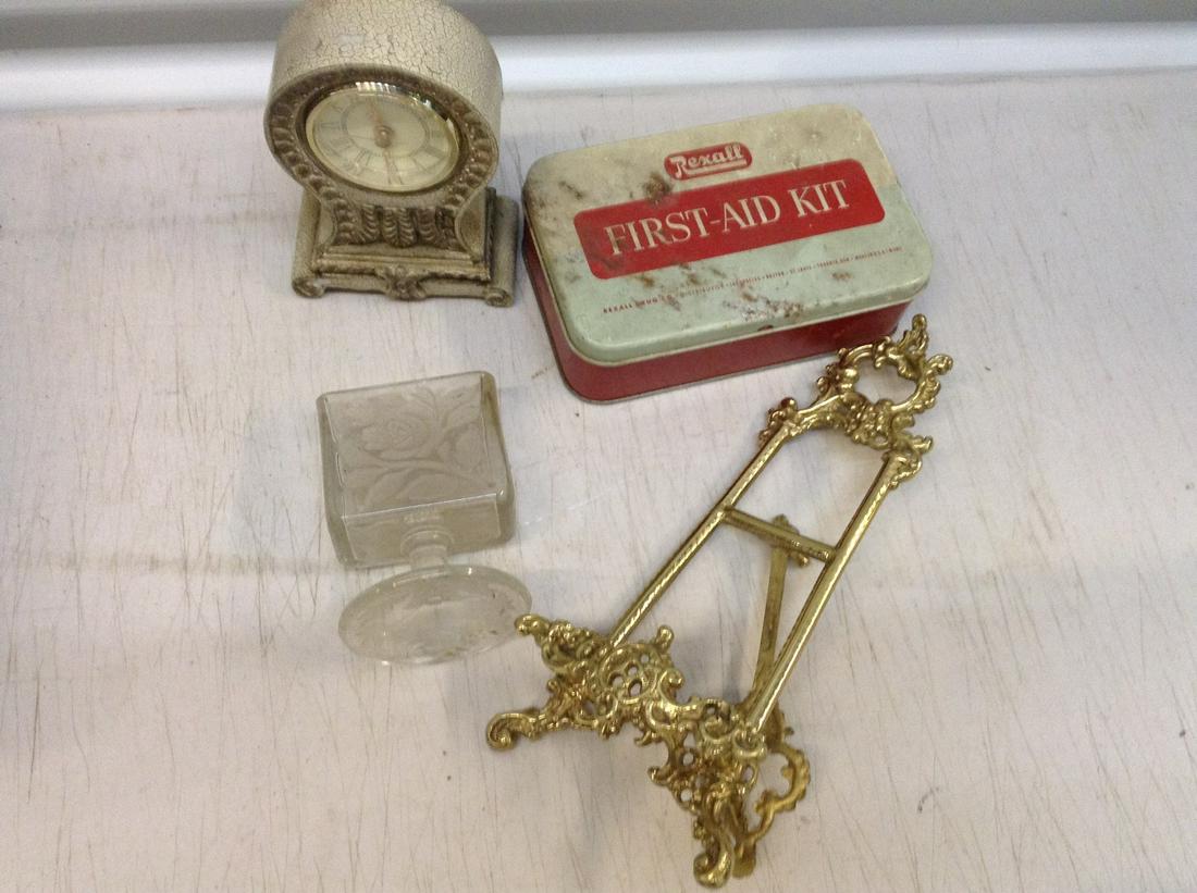 vintage clock, first aid kit and more: vintage clock, first aid kit and more