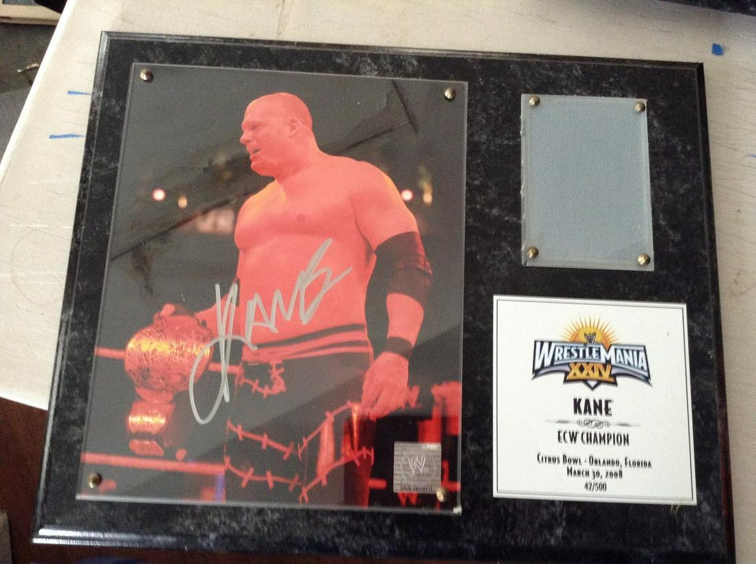 WWE WrestleMania XXIV signed Kane plaque 15x12: WWE WrestleMania XXIV signed Kane plaque 15x12