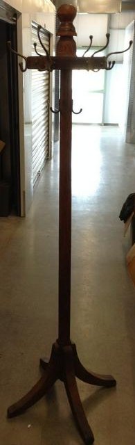 tiger oak early coat rack stands 71" tall: tiger oak early coat rack stands 71" tall