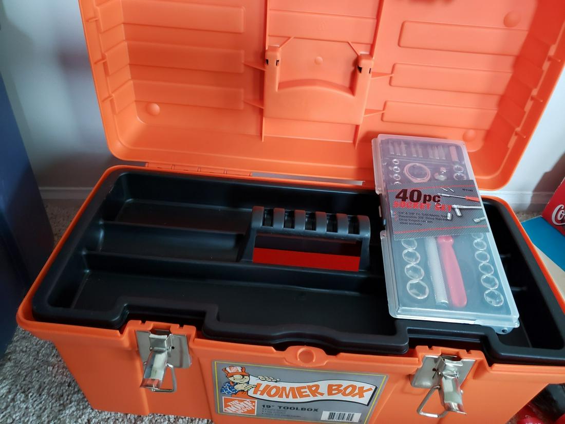 Home depot tool box with new tools: Home depot tool box with new tools