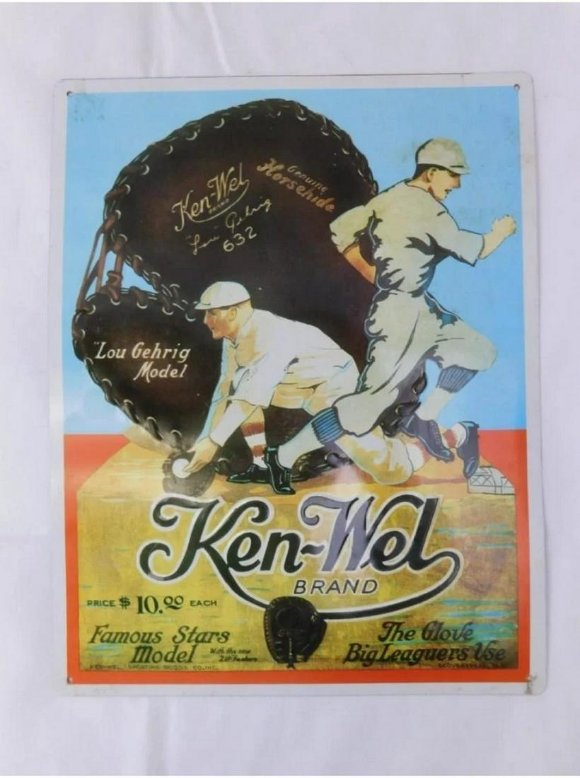 Baseball Wall hanging Sign Ken-Wel brand glove: Baseball Wall hanging Sign Ken-Wel brand glove