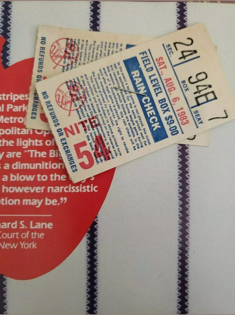 1983 New York Yankee program with ticket stubs: 1983 New York Yankee program with ticket stubs
