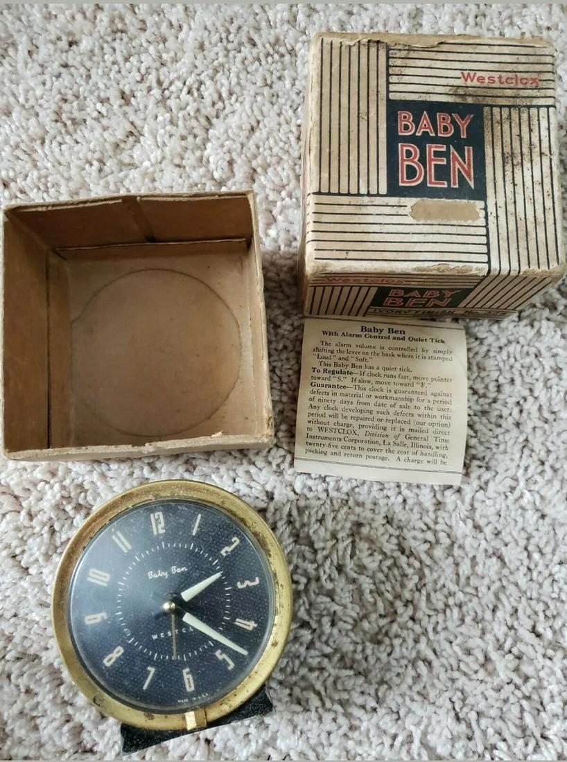 Vintage Westclox Baby Ben Alarm Clock in original box: Vintage Westclox Baby Ben Alarm Clock in original box - NO. 324 Rare!