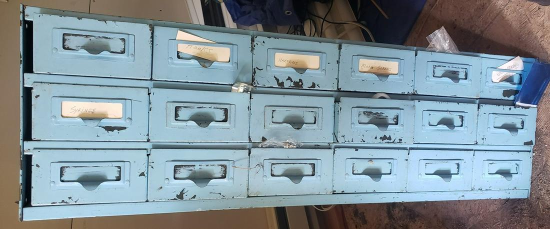 Vintage stock card holder full of nuts/bolts etc: Vintage stock card holder full of nuts/bolts etc