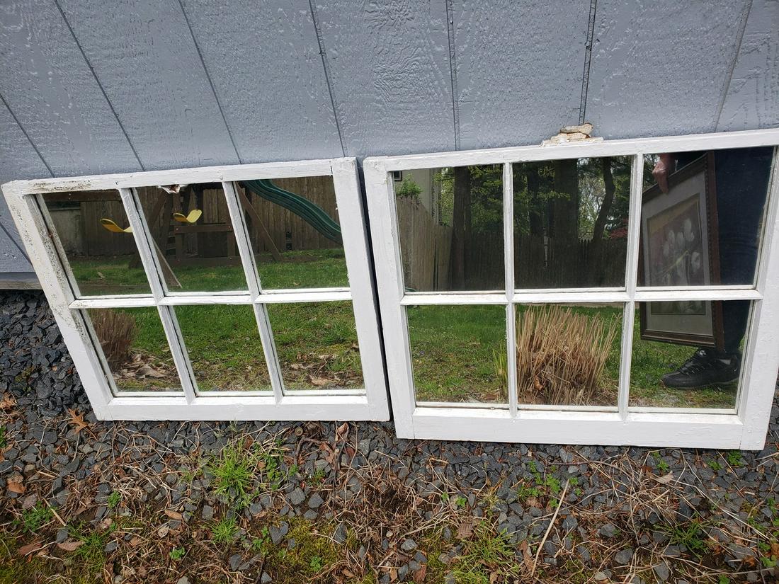 2 vintage handmade solid wood mirrors: 2 vintage handmade solid wood mirrors (wood is from old farm barn doors)