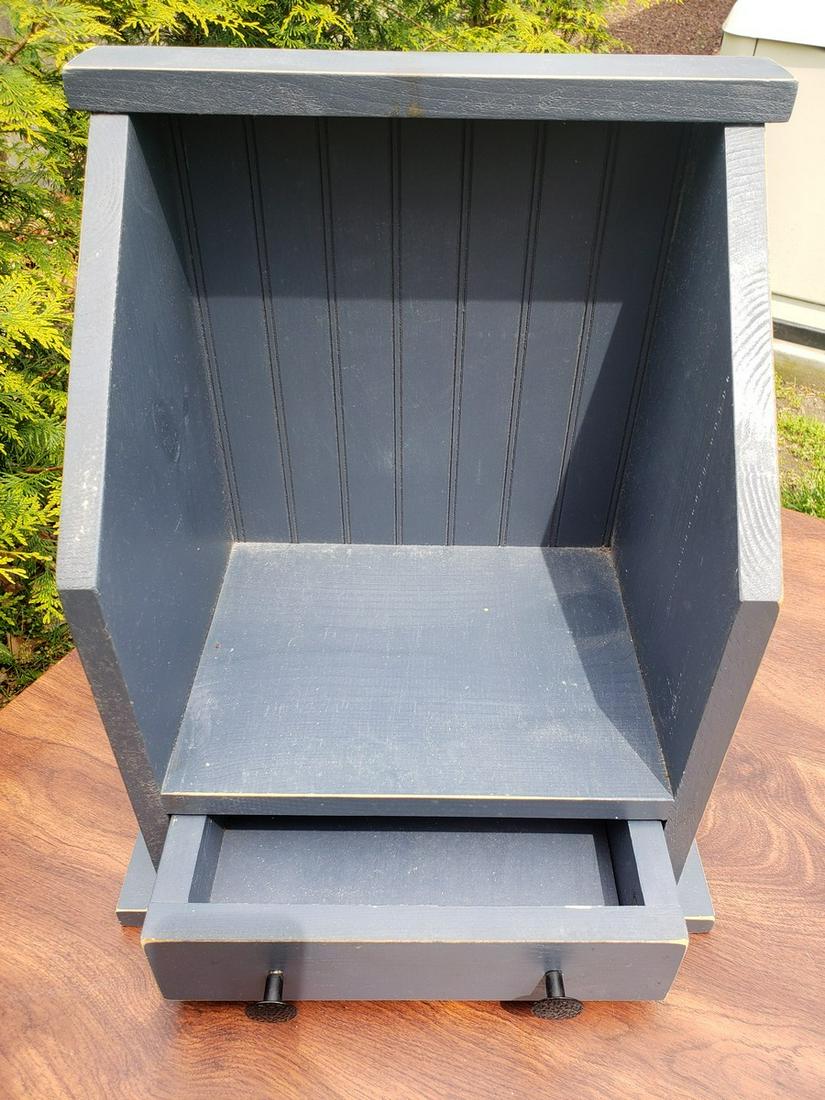Solid wood blue book shelf w/drawer: Solid wood blue book shelf w/drawer