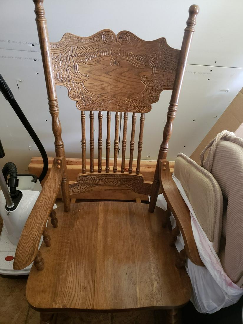Vintage solid wood rocking chair with new cushions: Vintage solid wood rocking chair with new cushions