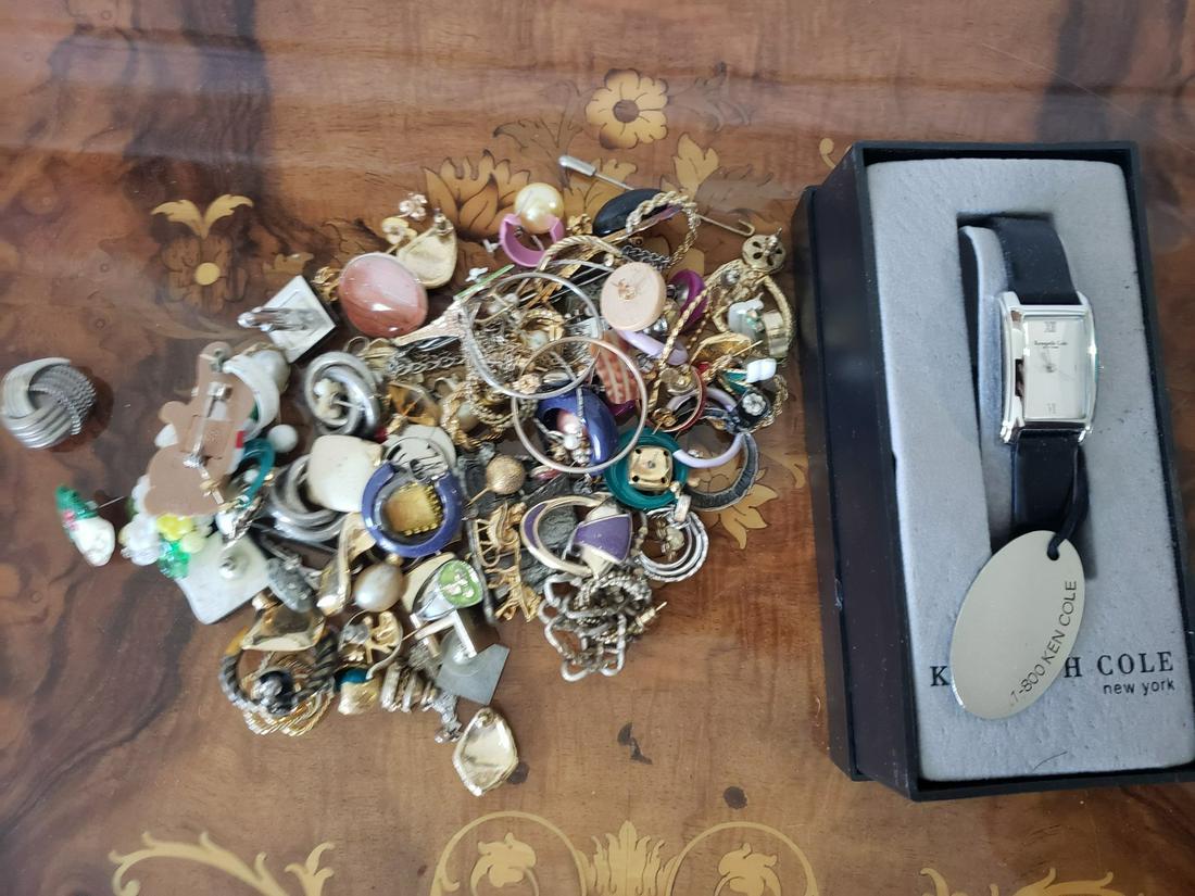 Lot of Kenneth Cole watch, and large amount of costume: Lot of Kenneth Cole watch, and large amount of costume jewelry