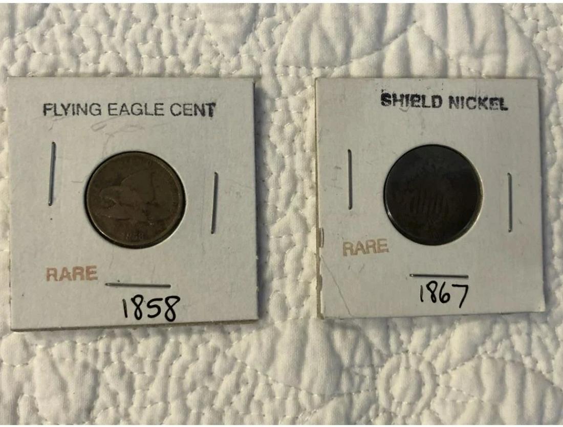 Rare 1858 Flying Eagle cent & 1867 Shield Nickel (1 of 1)