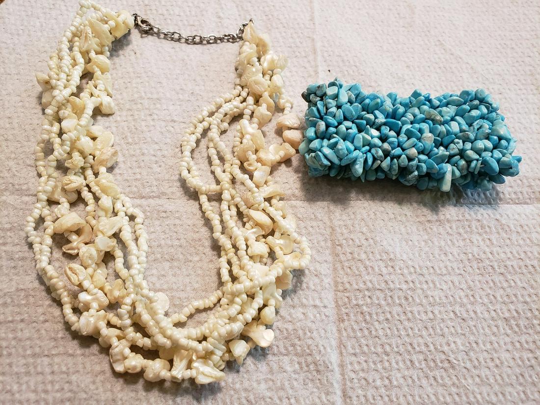 two genuine stone necklace and bracelet -turqoise (1 of 1)
