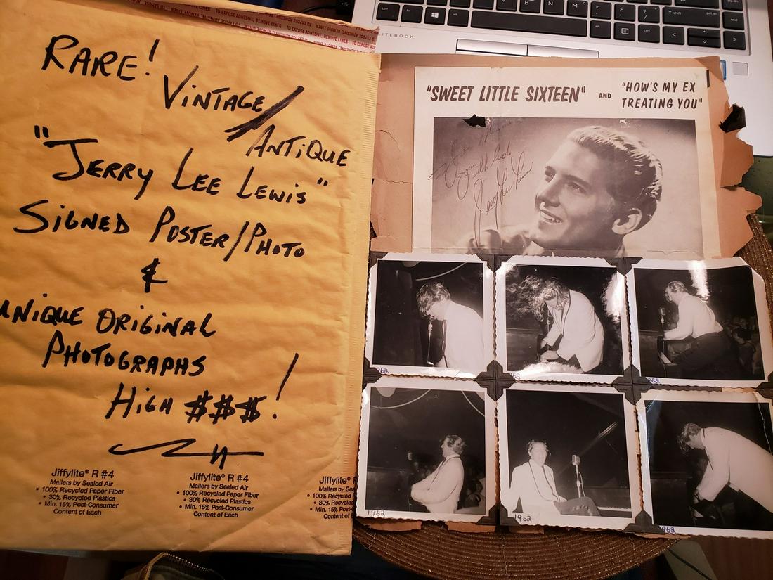 Rare vintage Jerry Lee Lewis signed poster and original (1 of 1)