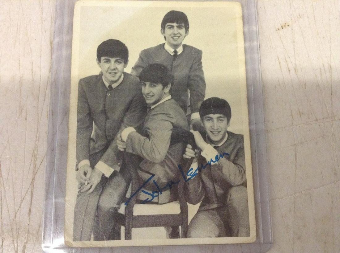 Signed John Lennon Beatles Card: Signed John Lennon Beatles Card