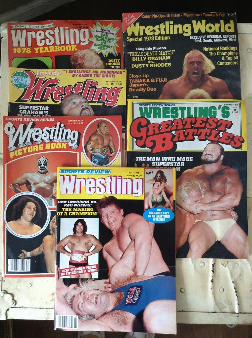 lot of 6 vintage 1970's wrestling magazines: lot of 6 vintage 1970's wrestling magazines