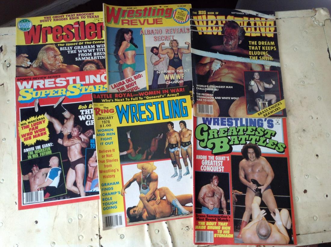 lot of 6 vintage 1970's wrestling magazines: lot of 6 vintage 1970's wrestling magazines