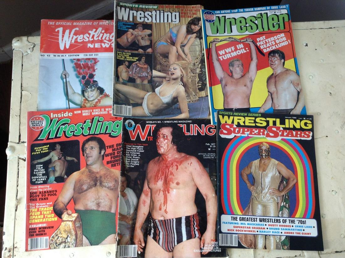 lot of 6 vintage 1970's wrestling magazines: lot of 6 vintage 1970's wrestling magazines