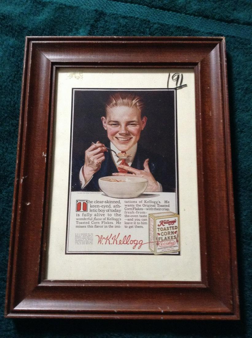 Kellogg's ww1 advertisement framed 1918 9.5x12.5: Kellogg's ww1 advertisement framed 1918 9.5x12.5