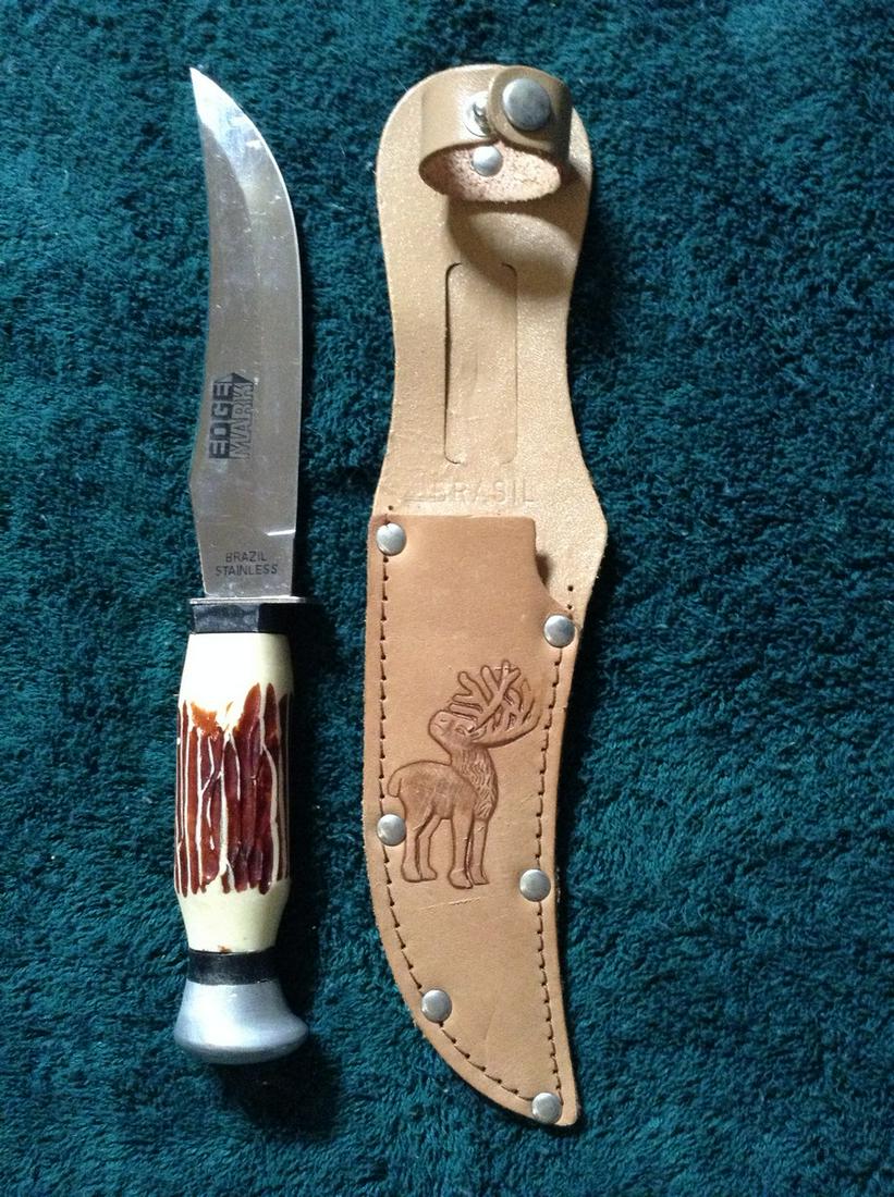 edge mark stag handled knife: edge mark stag handled knife
