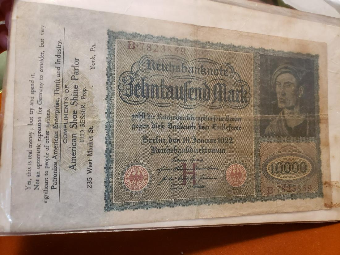 Vintage Reichsbanknote 10000: Vintage Reichsbanknote 10000