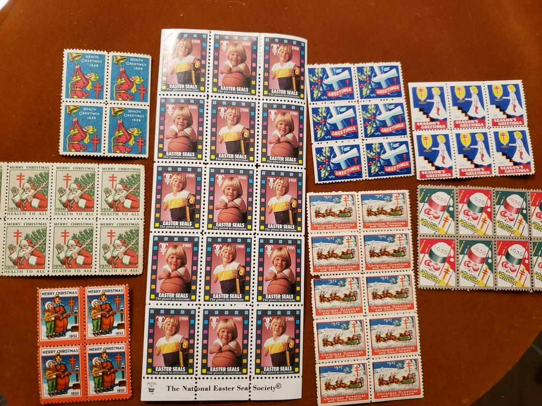 Large lot of uncut/unused vintage Christmas stamps (1 of 1)