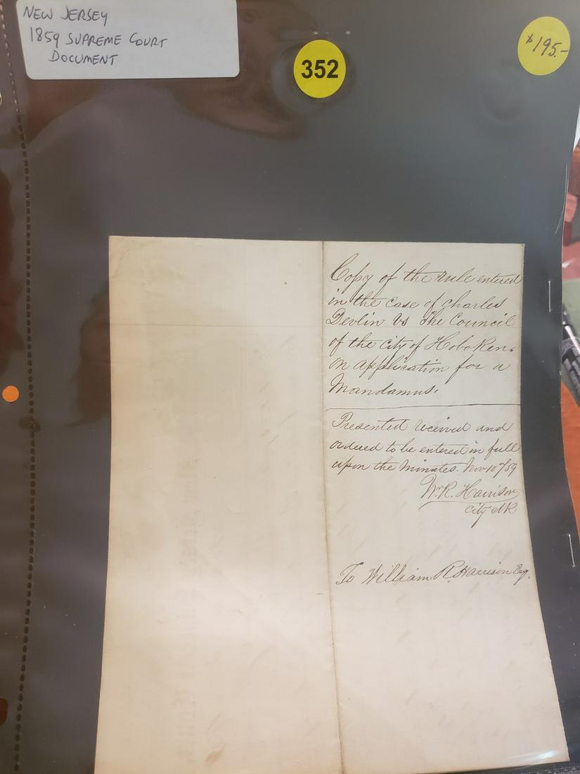 New Jersey 1859 Supreme Court Document (1 of 1)