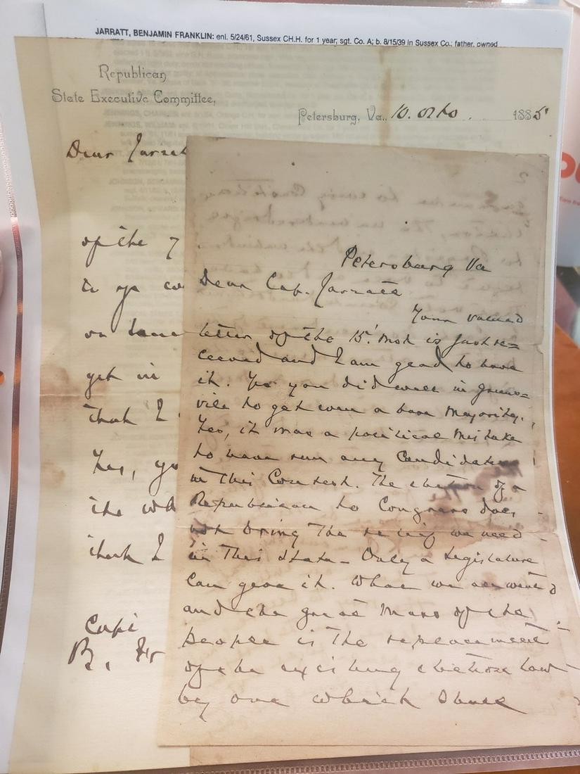 1885 Republican State Executive Committee letter (1 of 1)