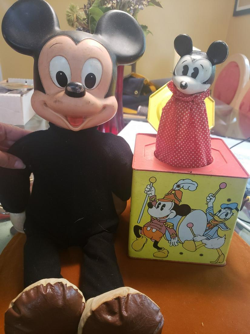 vintage Mickey Mouse doll and jack in the box (1 of 1)
