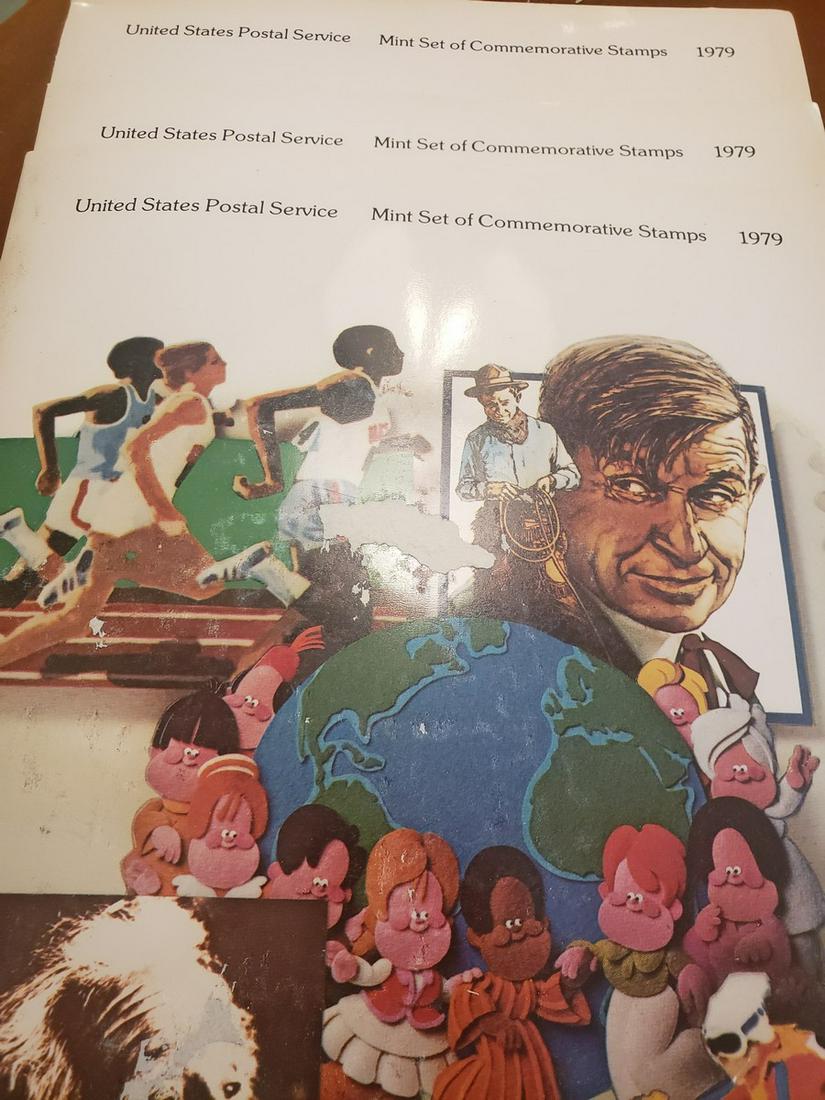 Three 1979 USPS mint sets of commemorative stamps (1 of 1)