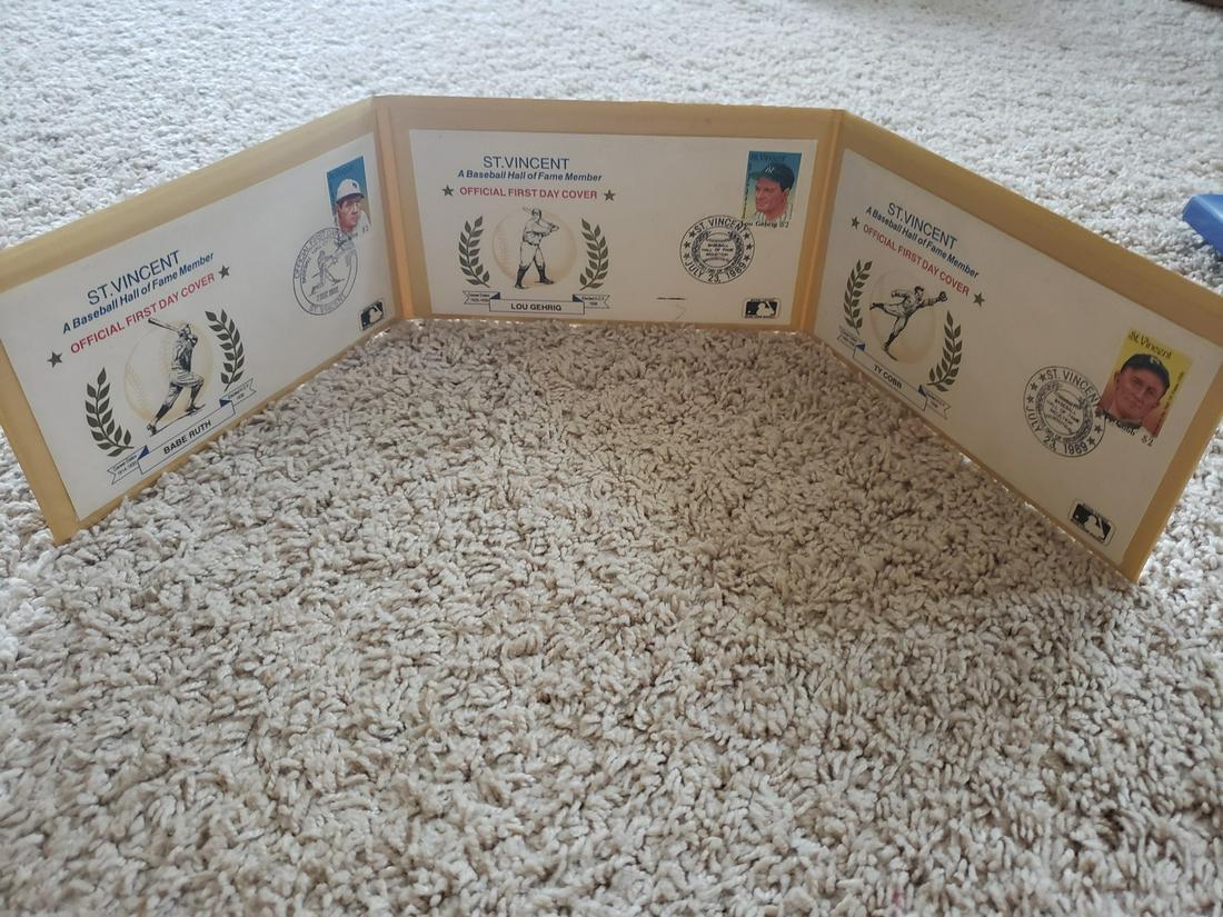 first day covers - Babe Ruth, Lou Gherig, Ty Cobb: first day covers - Babe Ruth, Lou Gherig, Ty Cobb