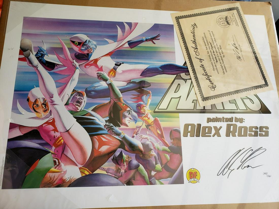 Signed Battle of the planets poster by Alex Ross w/coa: Signed Battle of the planets poster by Alex Ross w/coa