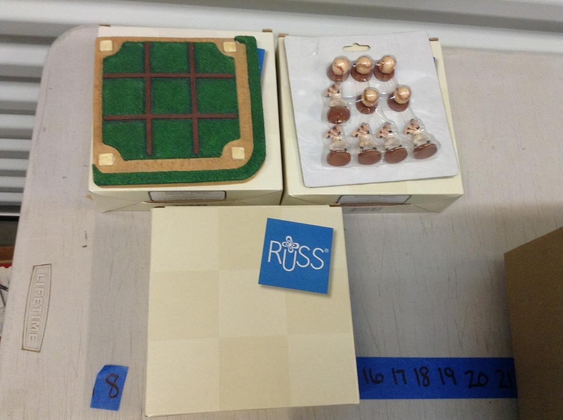 Russ yesterday's ballgame hand painted tic-tac-toe game: Russ yesterday's ballgame hand painted tic-tac-toe game lot of three