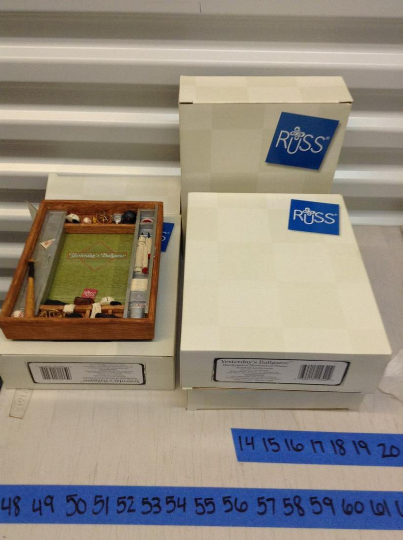 lot of four ross yesterday's ballgame hand painted: lot of four ross yesterday's ballgame hand painted shadow box frame, baseball locker room