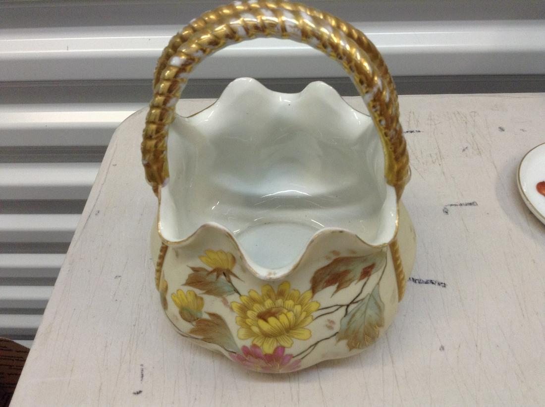 rw Germany porcelain basket no damage stands 7" tall: no chips or cracks