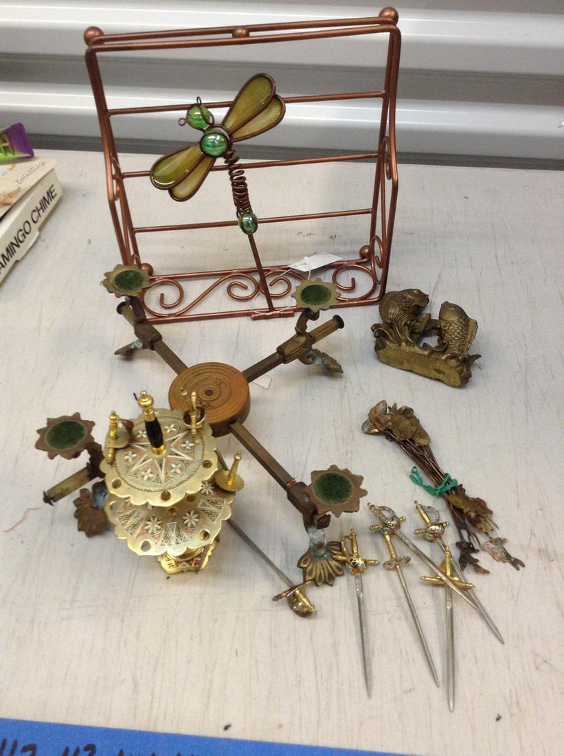 brass and copper lot with painted enamel pieces (1 of 1)